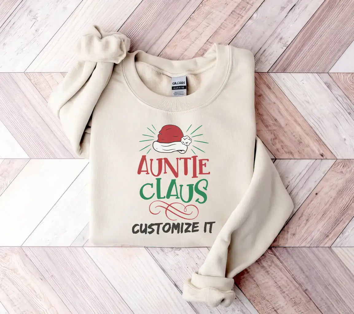 Auntie Claus Christmas SVG with Santa Hat - Digital Cut File SVG