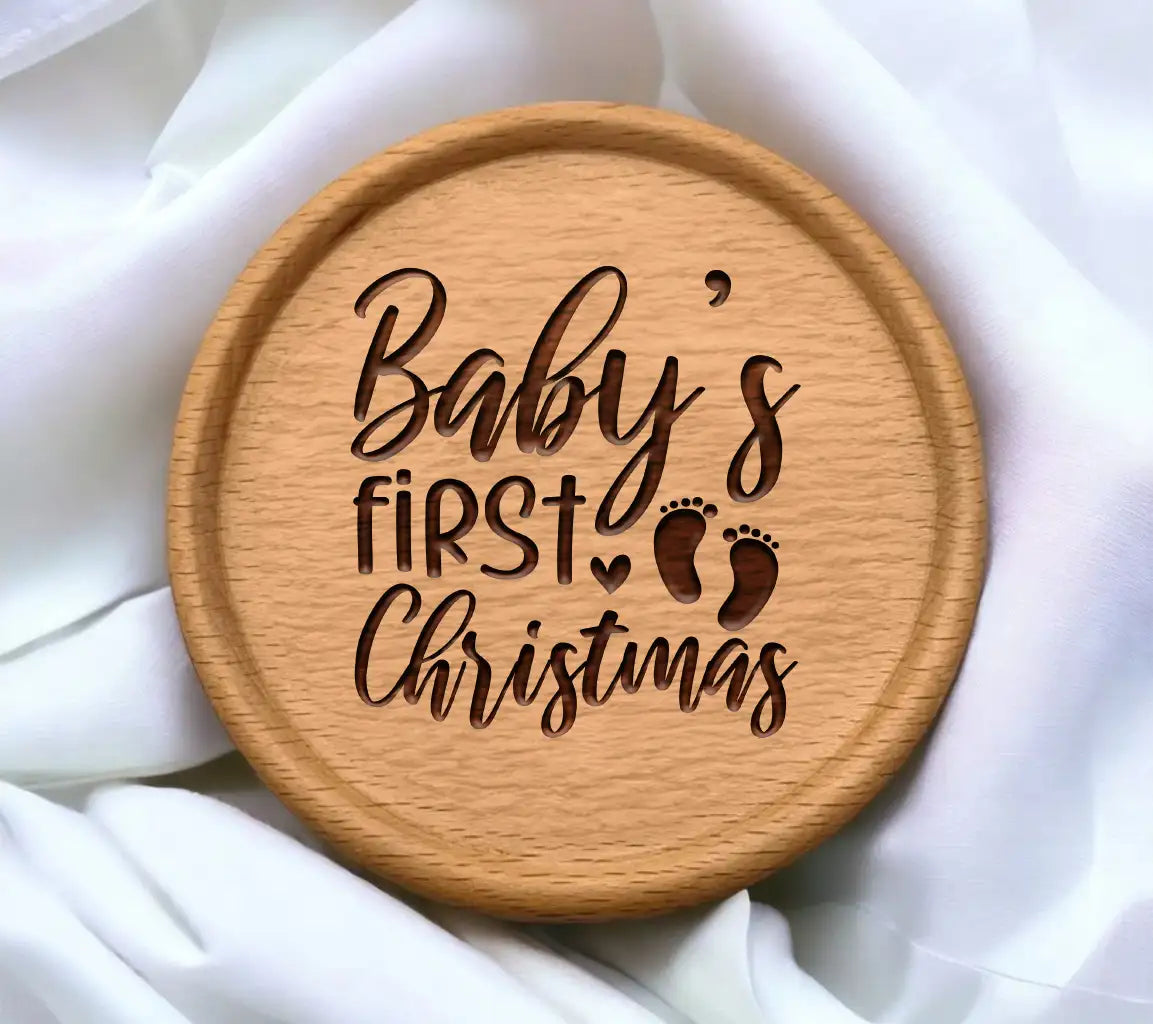 Babys First Christmas SVG with Footprints and Hearts SVG