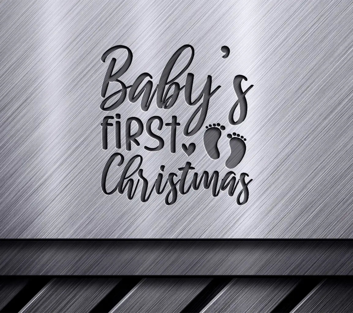 Babys First Christmas SVG with Footprints and Hearts SVG