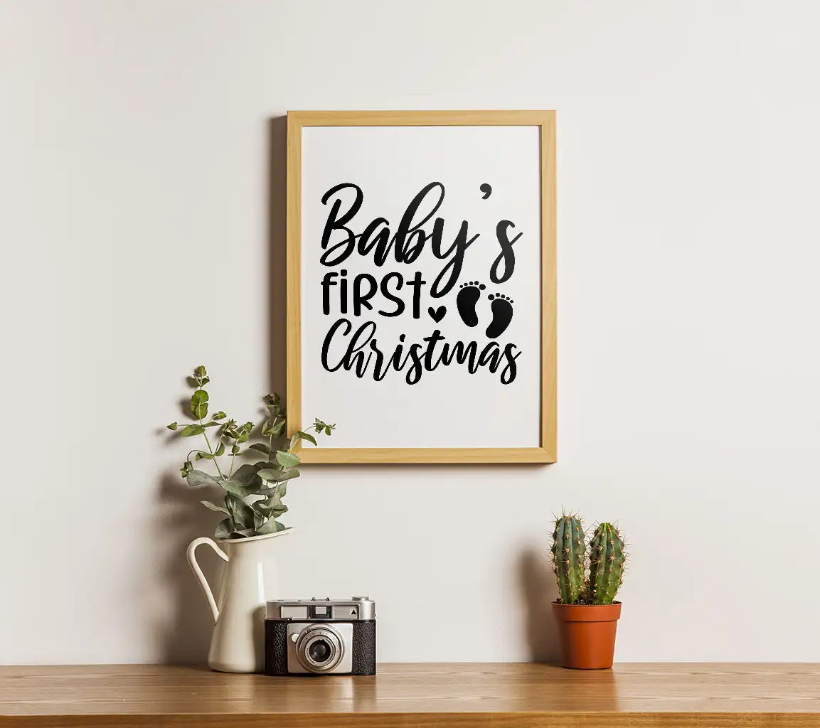 Babys First Christmas SVG with Footprints and Hearts SVG