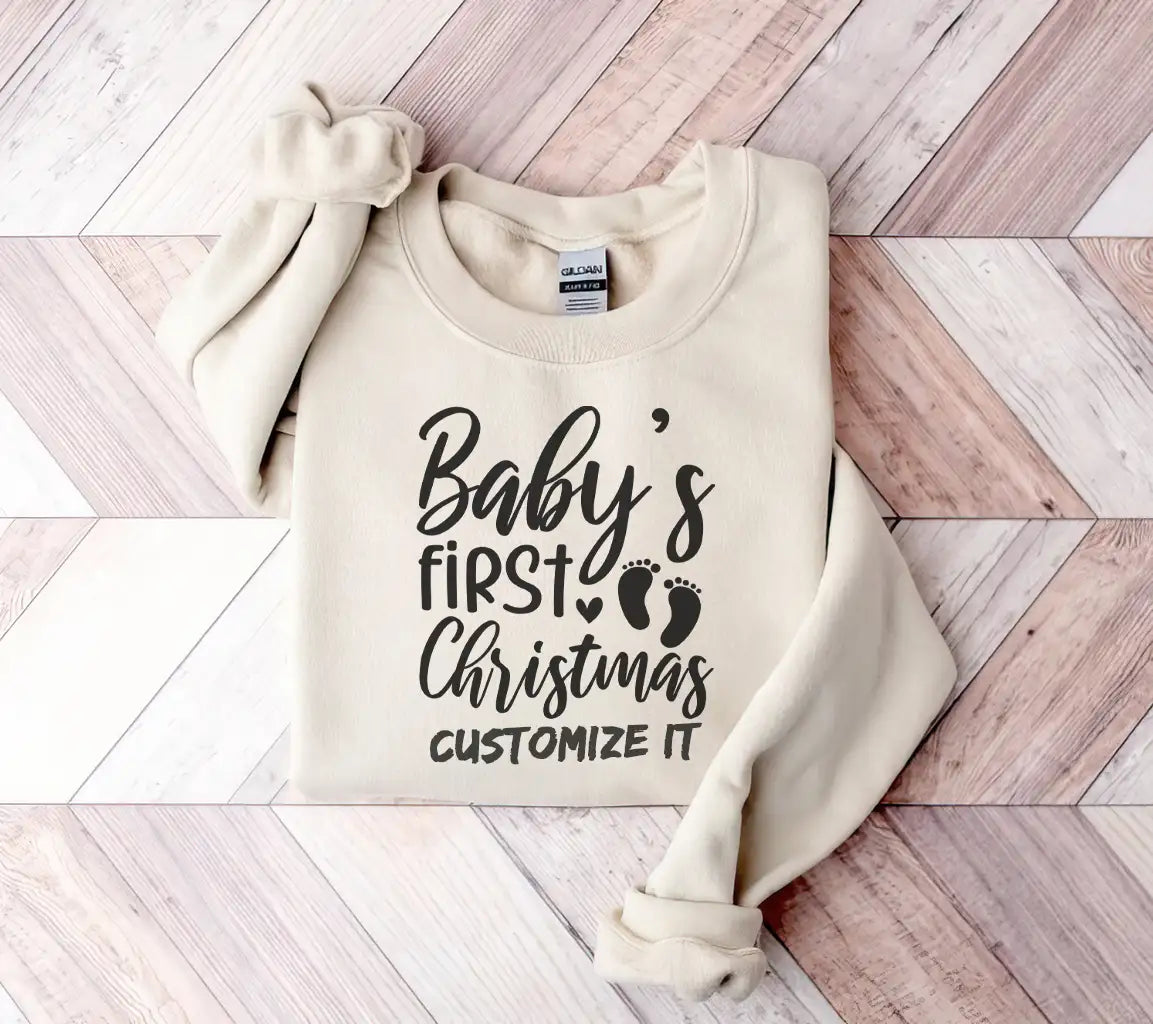 Babys First Christmas SVG with Footprints and Hearts SVG