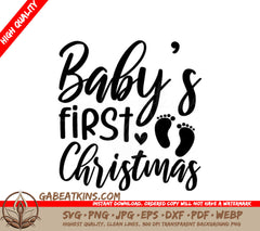 Babys First Christmas SVG with Footprints and Hearts SVG