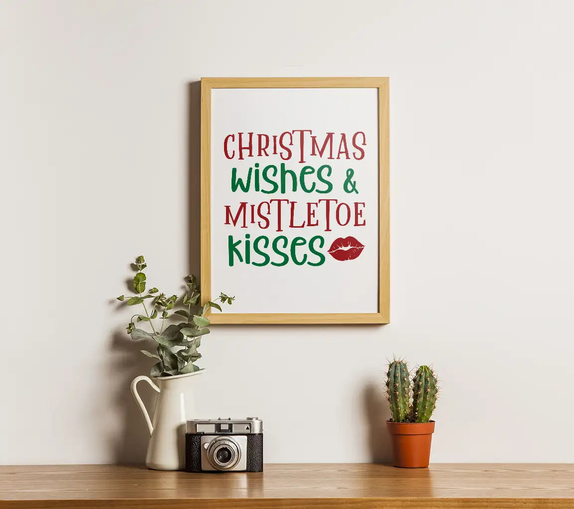 Christmas Wishes & Mistletoe Kisses Red Lip SVG SVG