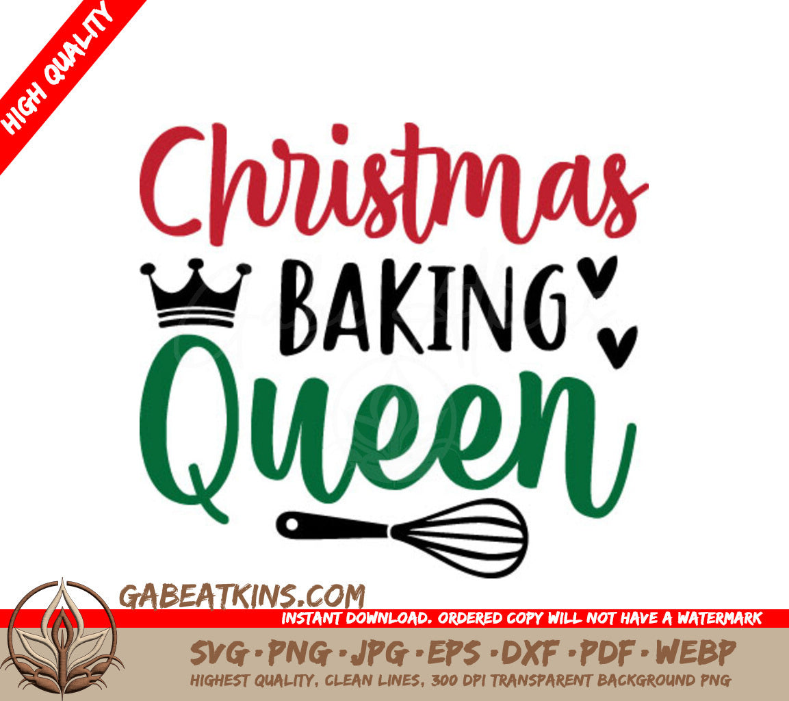 Christmas Baking Queen SVG Logo - Crown & Whisk SVG