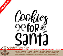 Christmas Cookies For Santa SVG -  Sign with Candy Canes & Gingerbread Man SVG