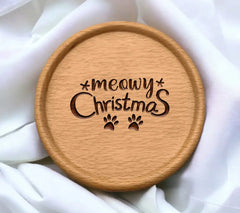 Meowy Christmas SVG -  Sign with Paw Prints SVG