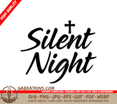 Silent Night Cross SVG -  Christmas Logo Design SVG