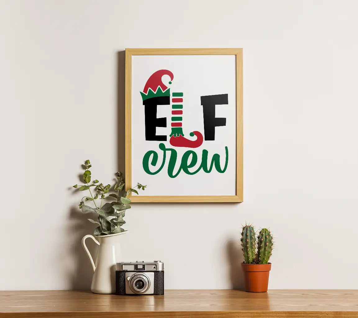 Christmas Elf Crew Logo SVG - Red & Green Hat & Socks SVG