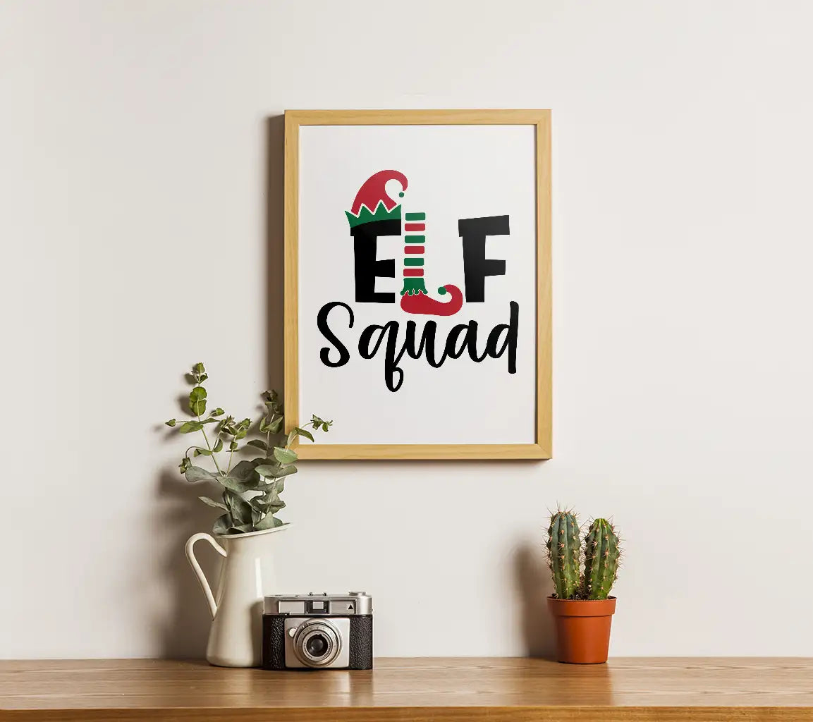 Christmas Elf Squad Logo SVG - Red, Green, & White Elf Hat SVG