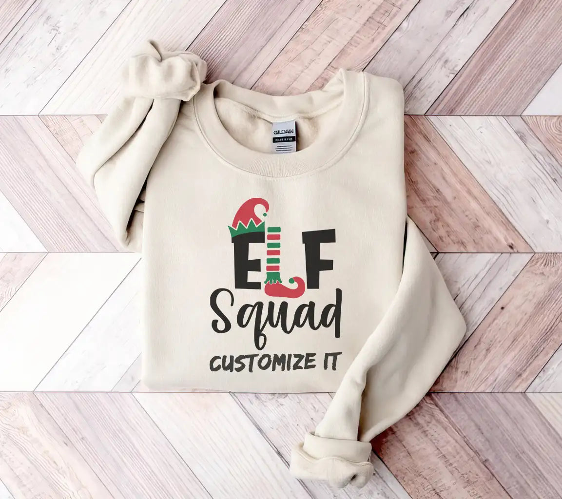 Christmas Elf Squad Logo SVG - Red, Green, & White Elf Hat SVG