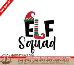 Christmas Elf Squad Logo SVG - Red, Green, & White Elf Hat SVG