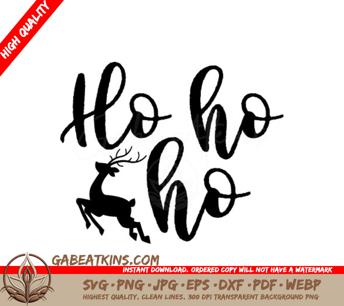  Reindeer Silhouette Ho Ho Ho SVG Christmas Design SVG