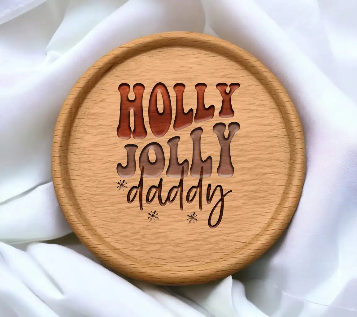 Holly Jolly Daddy SVG - Red & Pink Christmas Design SVG