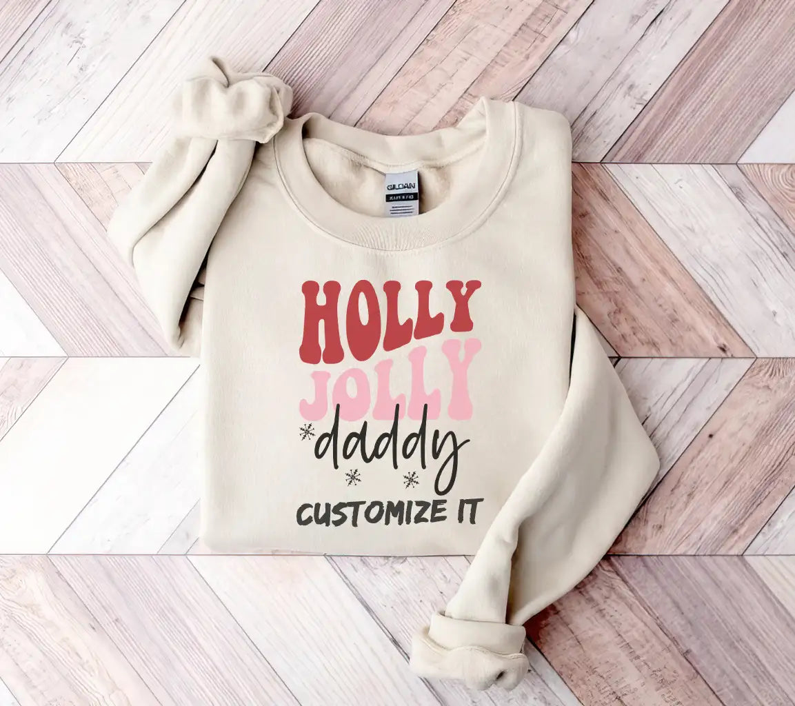 Holly Jolly Daddy SVG - Red & Pink Christmas Design SVG