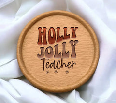 Holly Jolly Teacher SVG - Red & Pink Christmas Design SVG