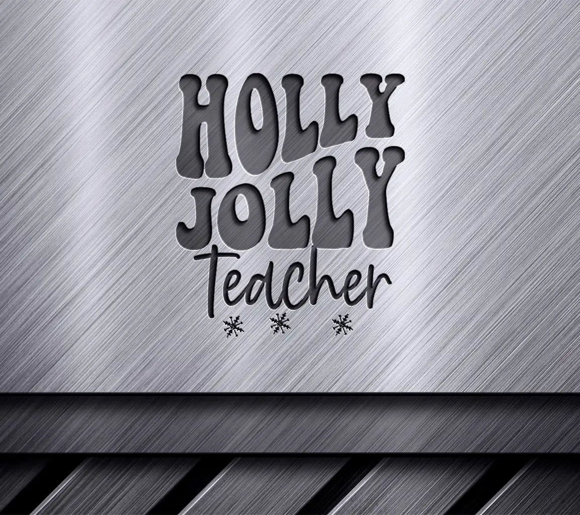 Holly Jolly Teacher SVG - Red & Pink Christmas Design SVG