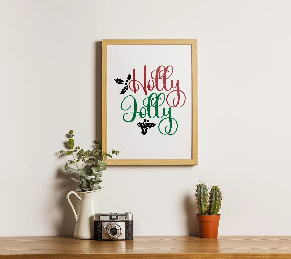 Red, Green & Black Holly Jolly SVG for Christmas SVG