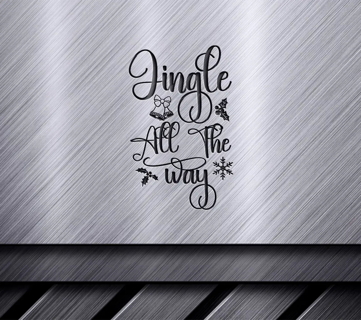 Jingle All The Way SVG - Christmas Bells, Holly & Snowflakes Design SVG