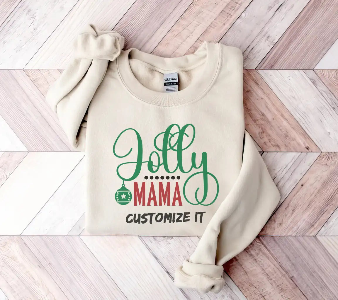 Jolly Mama Christmas Sign SVG - Green & Red with Ornament SVG