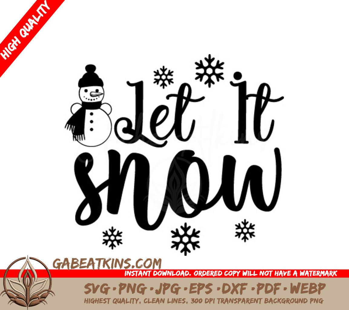 Let It Snow SVG -  Snowman Christmas Sign SVG