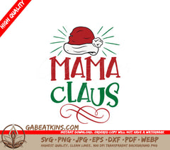 Mama Claus Christmas SVG Logo with Santa Hat SVG