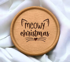 Meowy Christmas SVG with Cat Ears and Heart - Christmas Design SVG