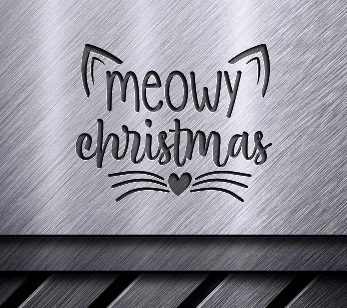 Meowy Christmas SVG with Cat Ears and Heart - Christmas Design SVG