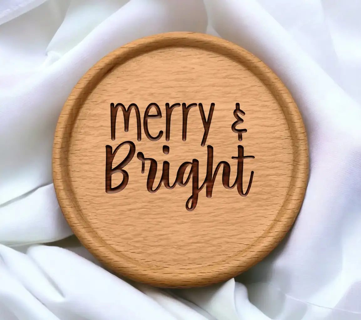 Merry & Bright Cursive SVG - Christmas Design SVG