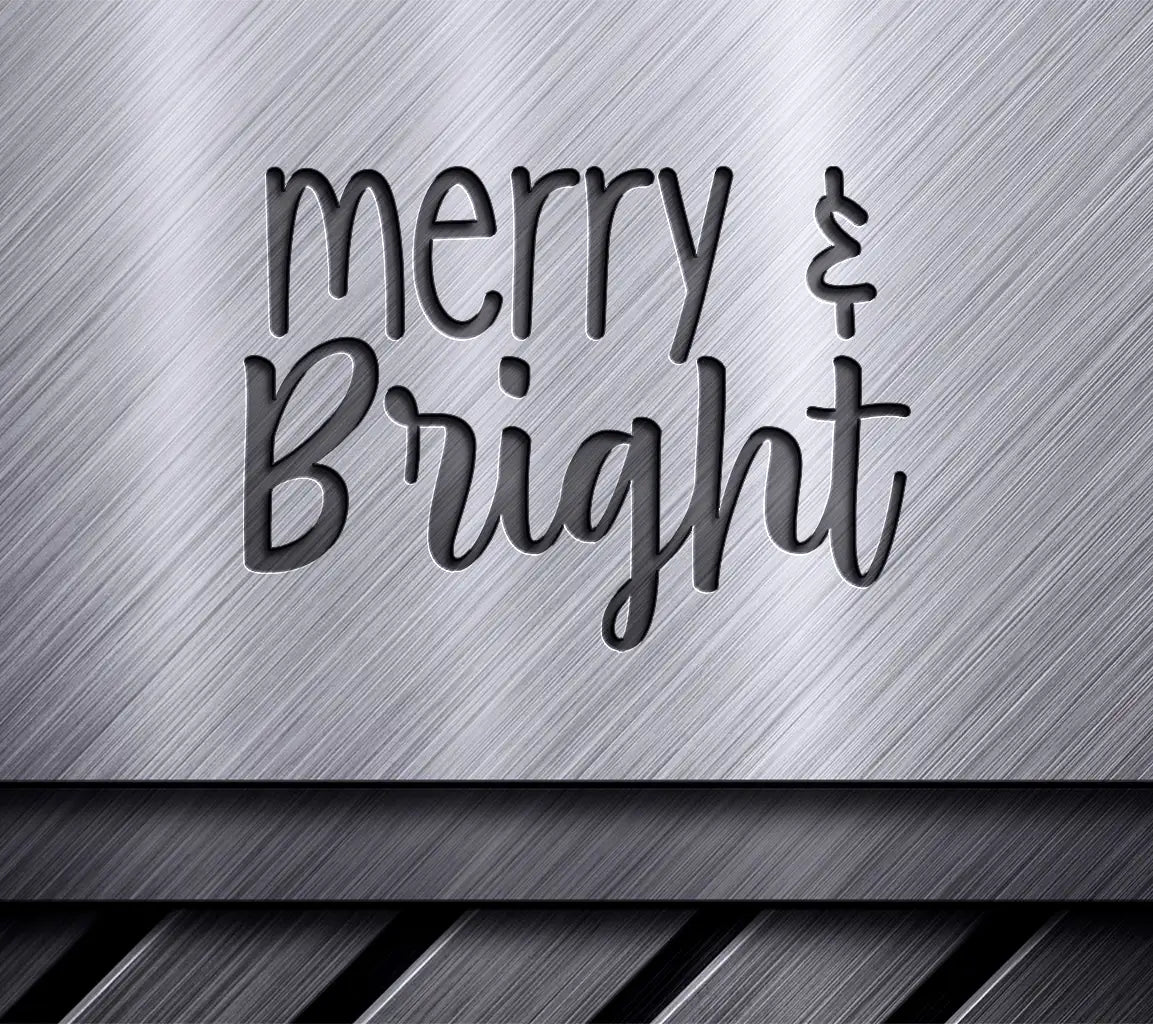 Merry & Bright Cursive SVG - Christmas Design SVG