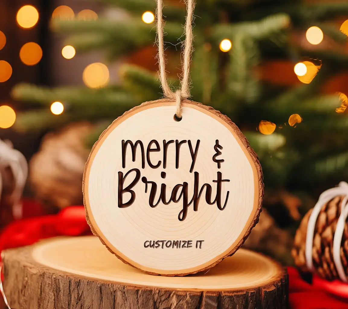 Merry & Bright Cursive SVG - Christmas Design SVG