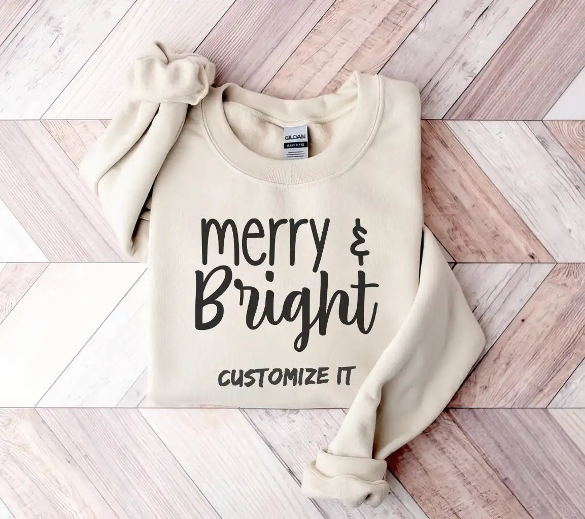 Merry & Bright Cursive SVG - Christmas Design SVG