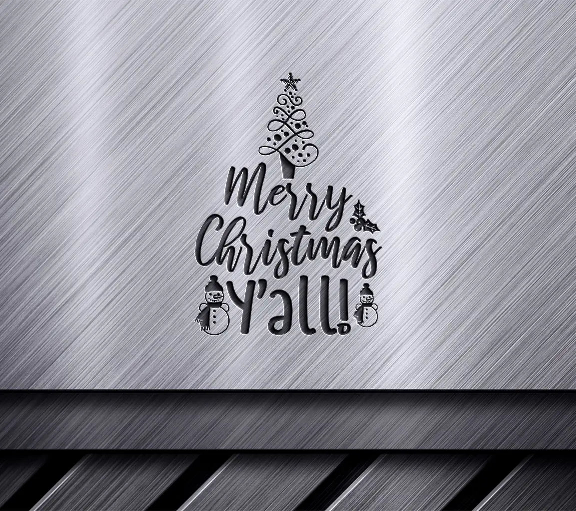 Merry Christmas Yall SVG - Christmas Tree & Snowmen SVG