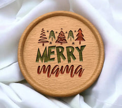 Merry Mama Christmas SVG - Green & Red with Trees SVG