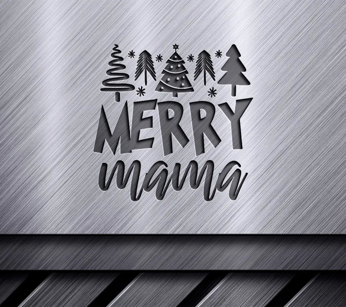 Merry Mama Christmas SVG - Green & Red with Trees SVG