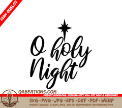 O Holy Night Christmas SVG -  Star Design SVG