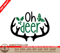 Christmas Oh Deer SVG - Antler Logo Design SVG