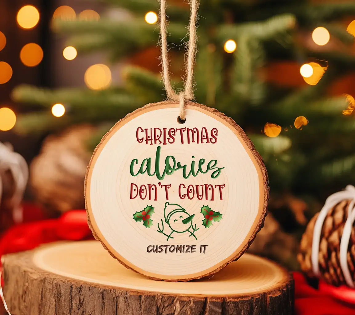 Christmas Calories Dont Count SVG - Snowman & Holly Design SVG