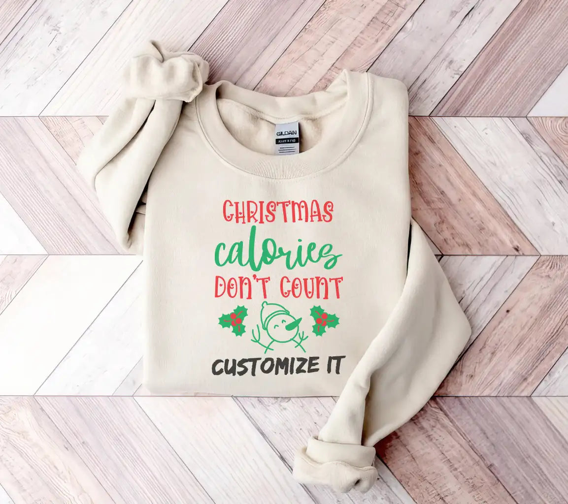 Christmas Calories Dont Count SVG - Snowman & Holly Design SVG