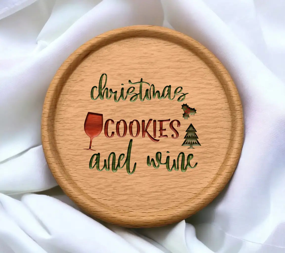 Christmas Cookies & Wine SVG Design - Festive Sign Cut File SVG