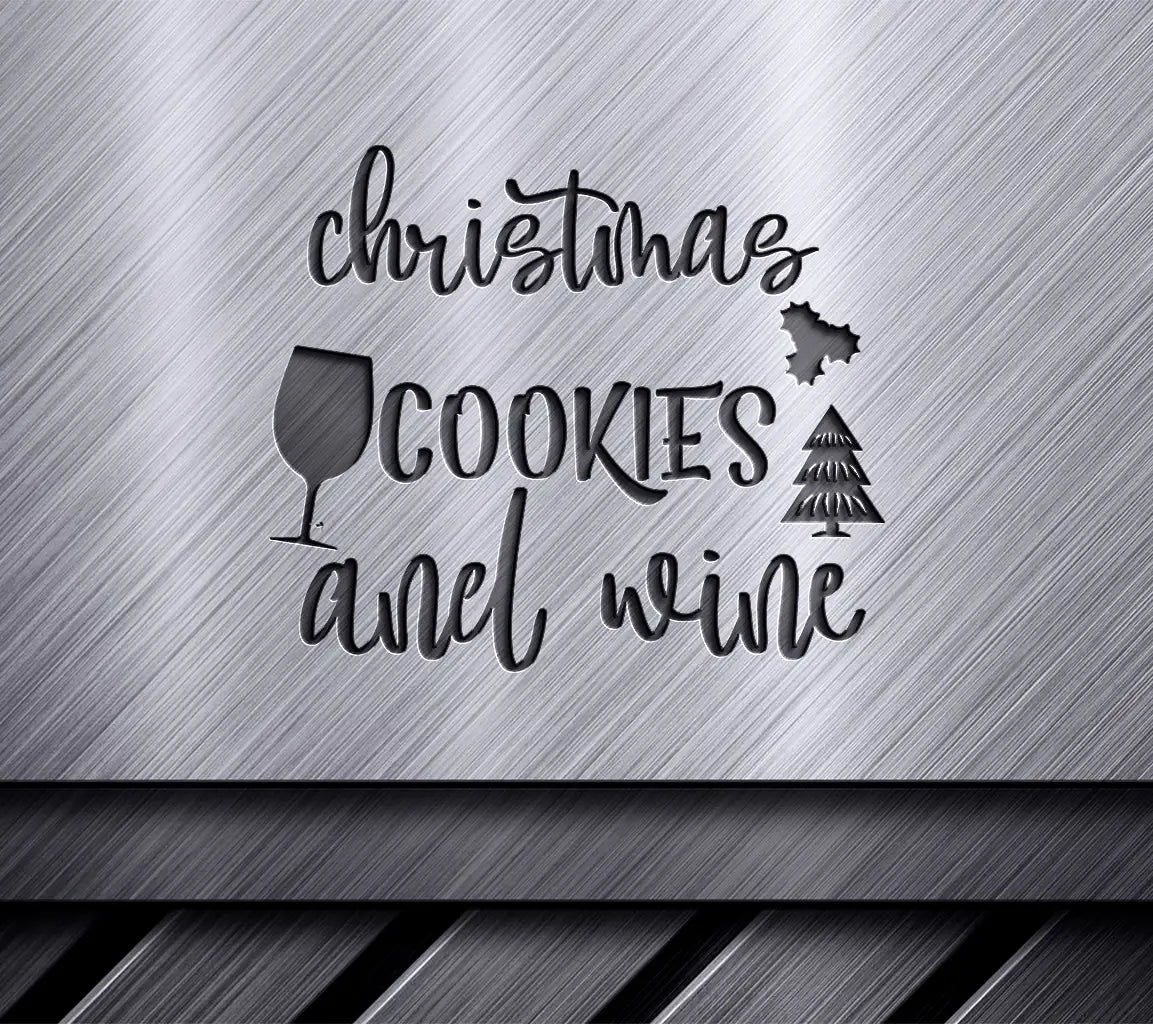 Christmas Cookies & Wine SVG Design - Festive Sign Cut File SVG