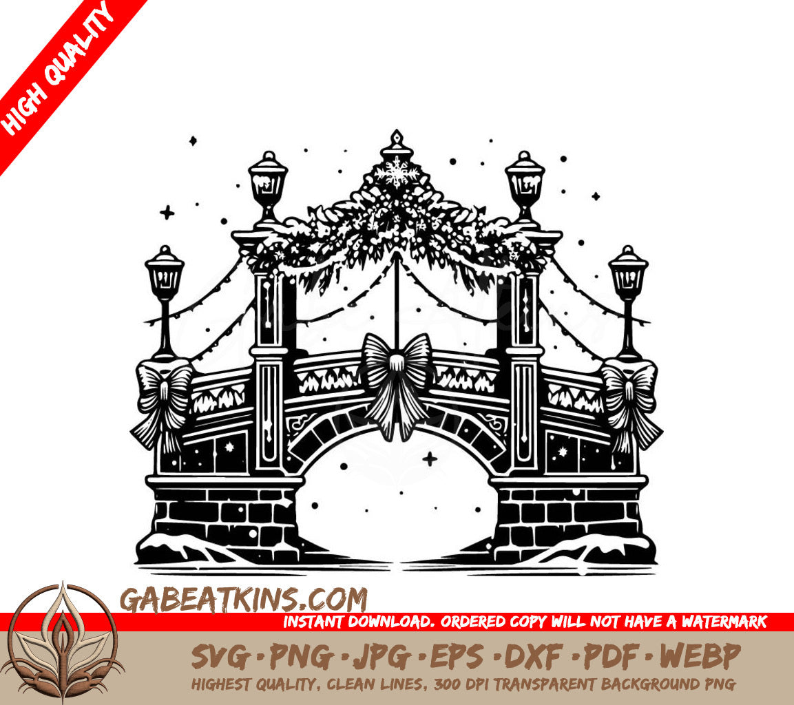  A Bridge Decorated For Christmas SVG - Christmas Bridge SVG