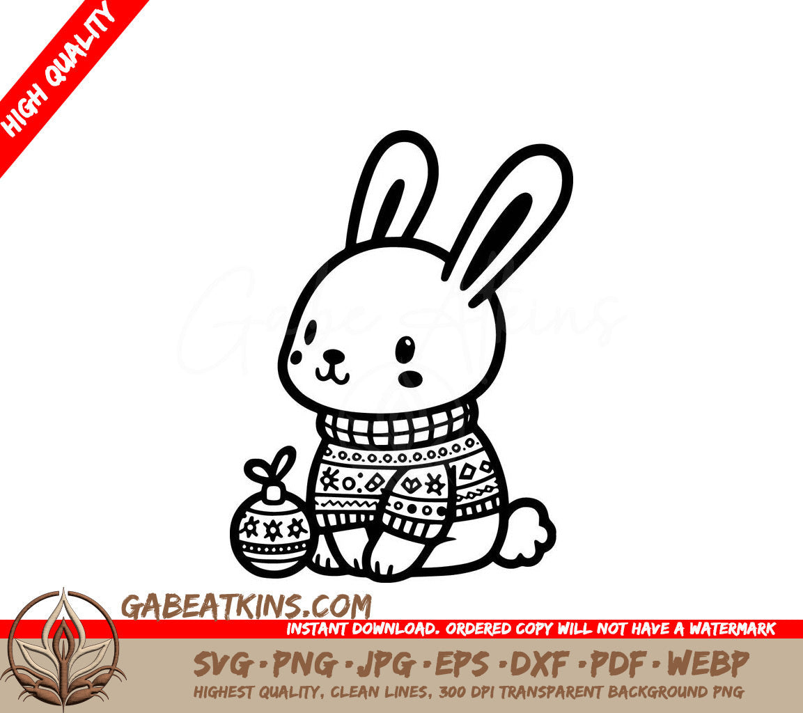  A Rabbit Wearing A Sweater SVG - Christmas Bunny Celebration SVG