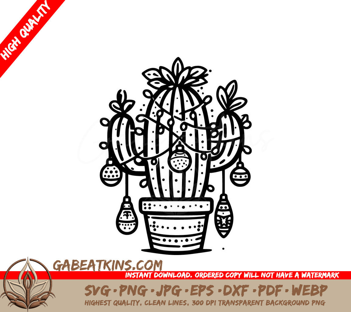  A Cactus Decorated For Christmas SVG - Christmas Cactus SVG