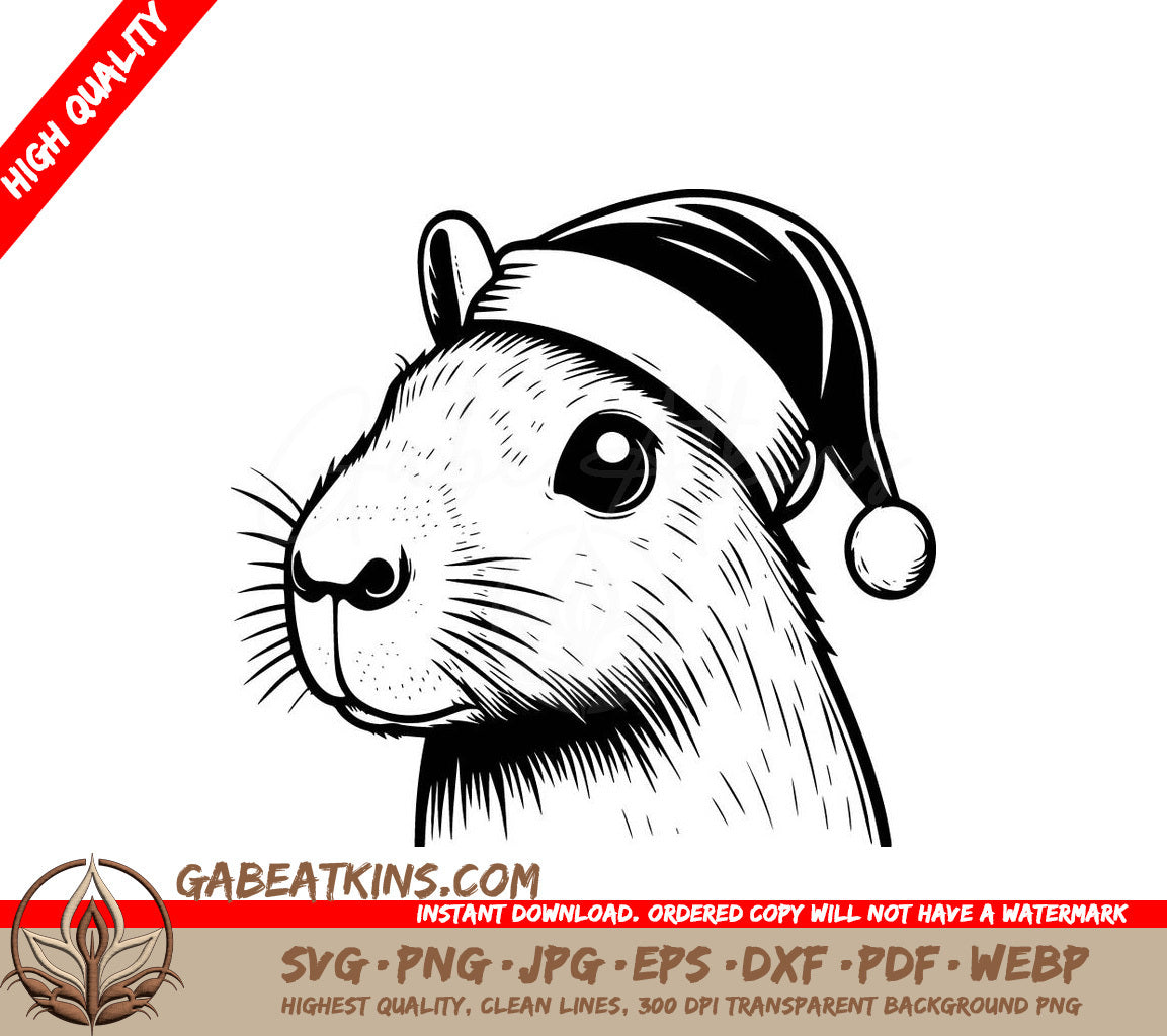  A Squirrel Wearing A Santa Hat SVG - Christmas Capybara SVG