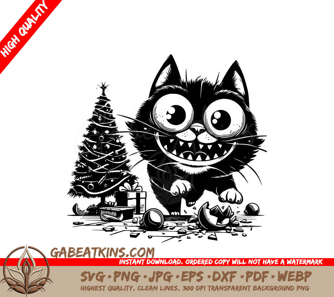  A Cat And A Christmas Tree SVG - Christmas Cat Festivity SVG