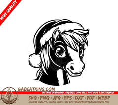  A Horse Wearing A Santa Hat SVG - Christmas Clydesdale SVG