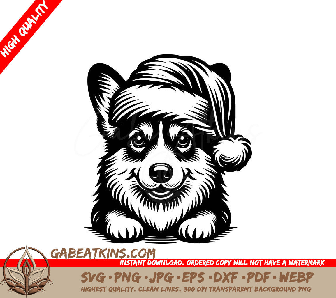  A Dog Wearing A Santa Hat SVG - Christmas Corgi Cheer SVG