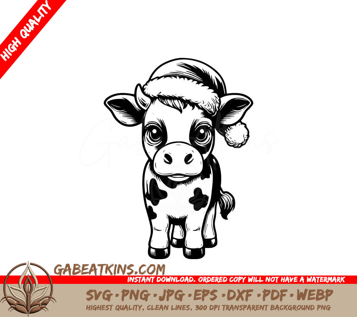  A Cow Wearing A Santa Hat SVG - Christmas Cow SVG