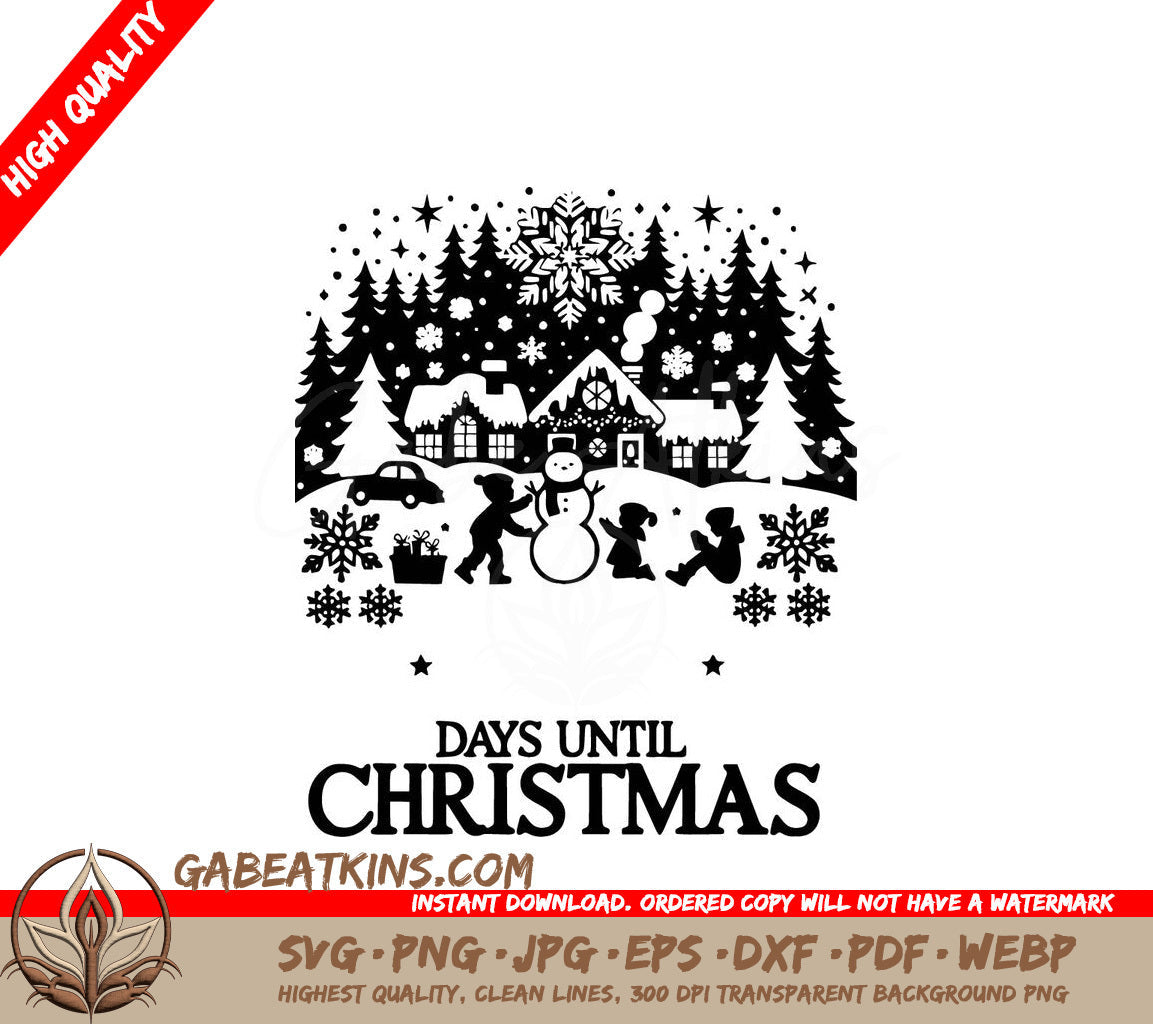 A Black And White Poster That Says Days Until Christmas SVG - Christmas Day Counter SVG