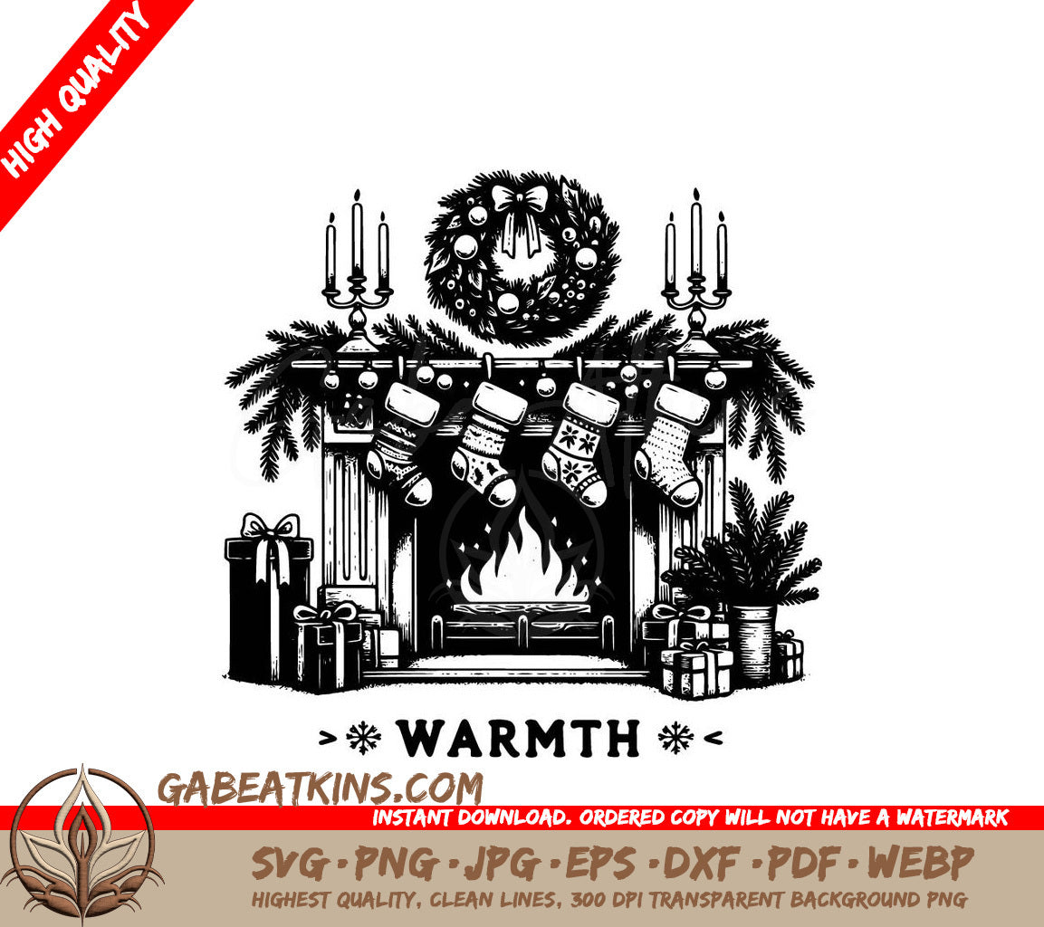  A Fireplace Decorated For Christmas SVG - Christmas Fireplace Magic SVG